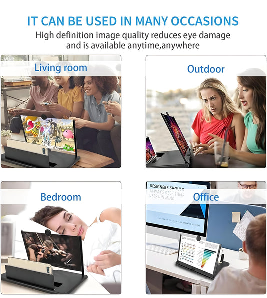 5D HD Mobile Screen Magnifier – Foldable Phone Projector Stand with Large Display, Anti-Skid Design & Eye Protection