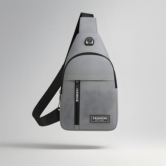 Waterproof Anti Theft Cross-body fanny pack waist bag, Shoulder Bags Chest Men Casual fashion USB Charging earphone hook Sling Travel Bag (1 Pc)