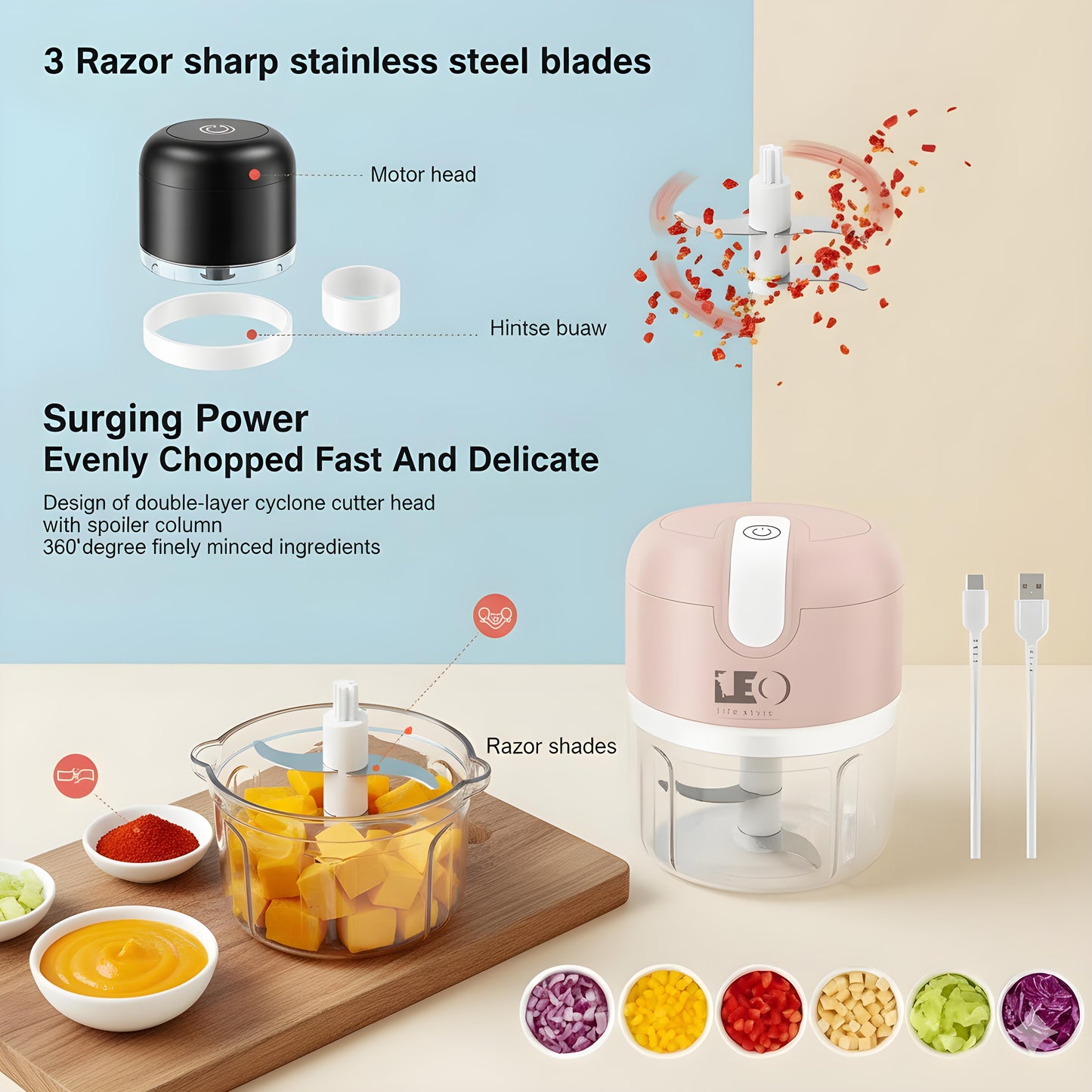 ⚡ Dealverse Electric Mini Garlic Chopper (250ml) 🧄 – Fast, Safe & Effortless Chopping! 🔪 – One-Touch Operation | USB Rechargeable | Compact & Powerful 💚