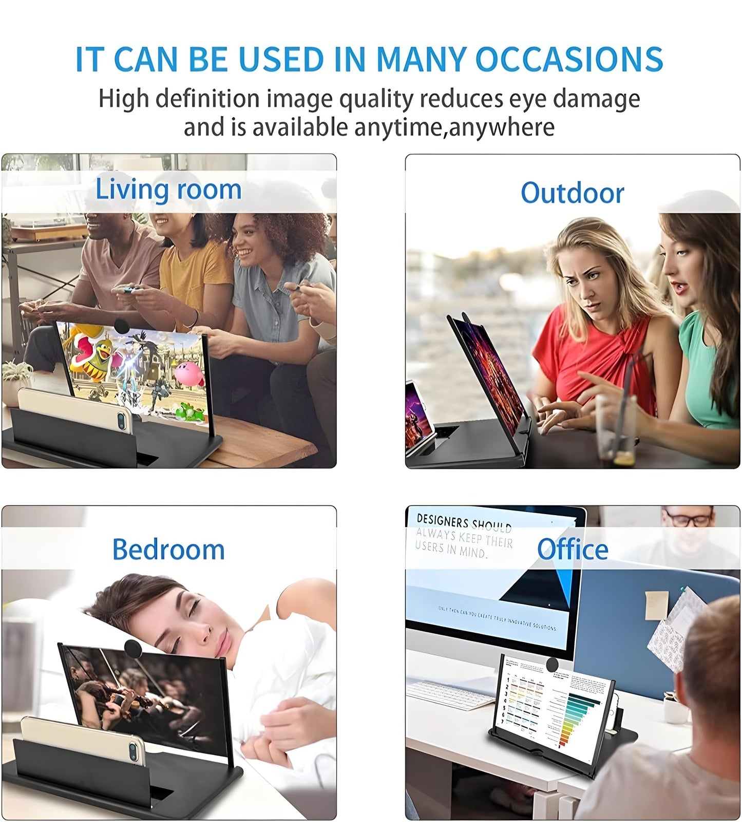 5D HD Mobile Screen Magnifier – Foldable Phone Projector Stand with Large Display, Anti-Skid Design & Eye Protection