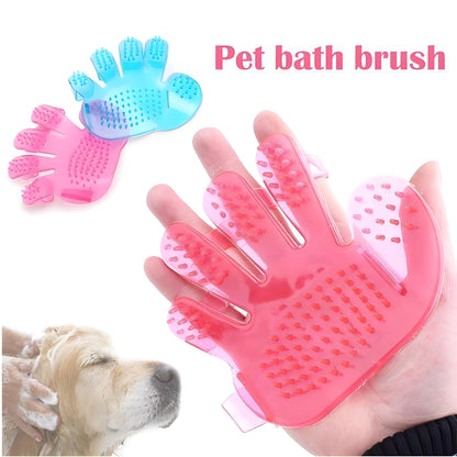 Rubber Pet Cleaning Massaging Grooming Glove Brush