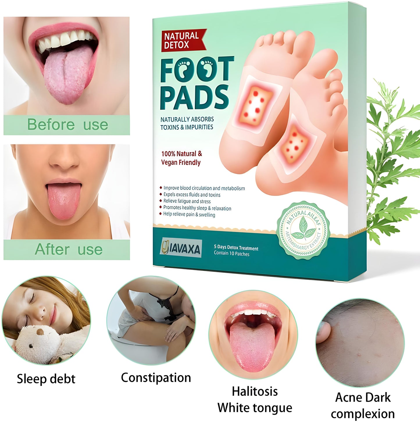 ✨ Detox Foot Patches – Natural Cleanse & Revive Pads Kit 👣🌿(set of 10)(pack of 2)