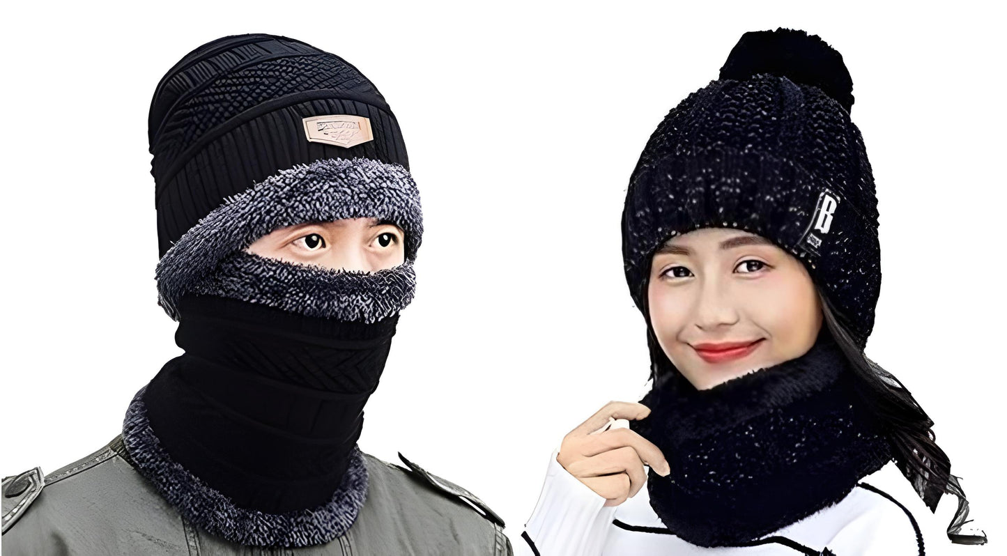Premium Unisex Woolen Cap Set 🧣 | Winter Beanie for Men & Women ❄️ | Cozy, Stretchable & Trendy