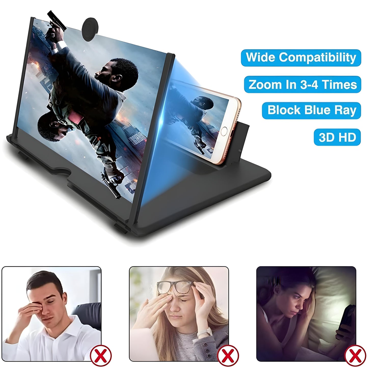 5D HD Mobile Screen Magnifier – Foldable Phone Projector Stand with Large Display, Anti-Skid Design & Eye Protection