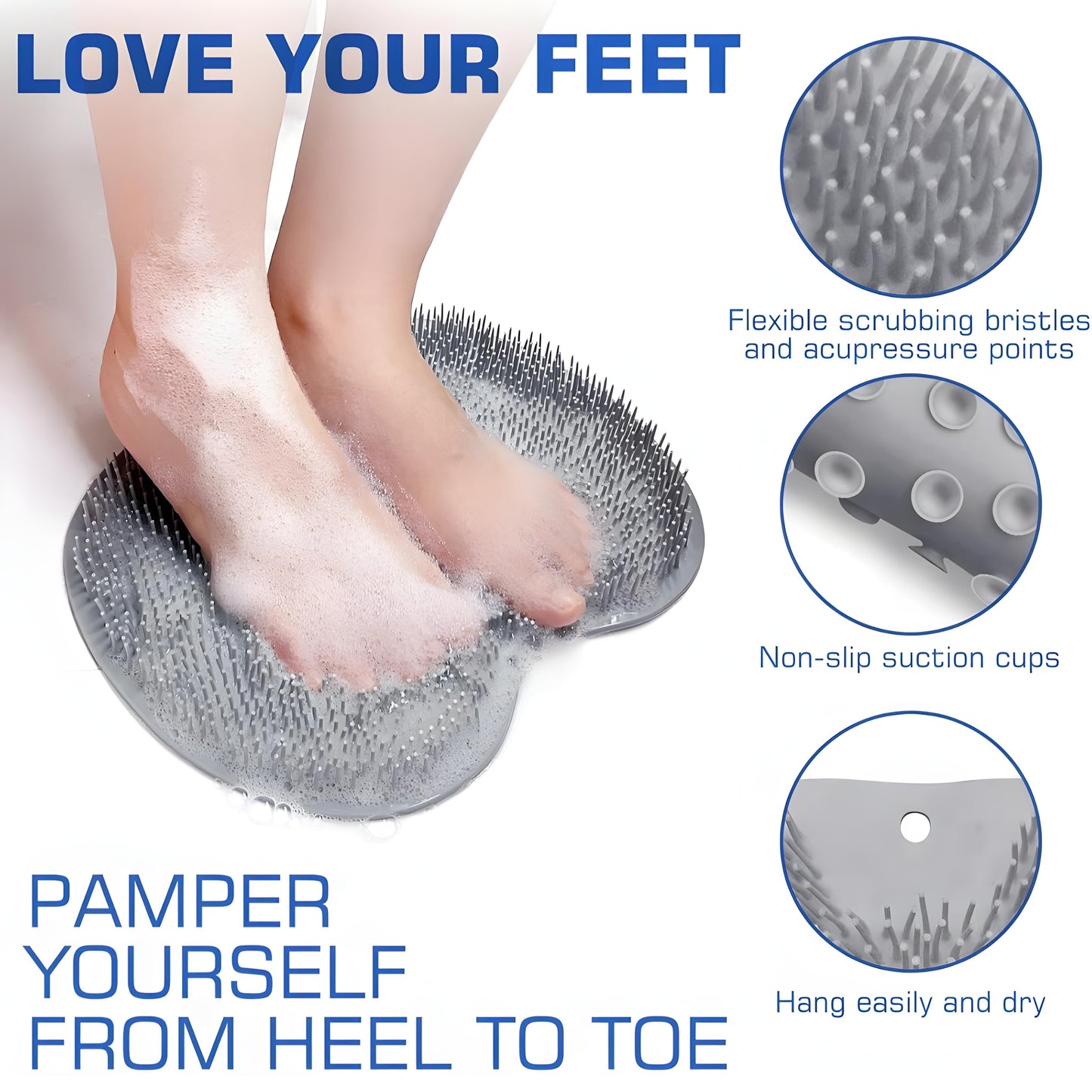 Shower Foot Scrubber Mat 🚿🦶 | Deep Cleaning, Massage & Dead Skin Removal