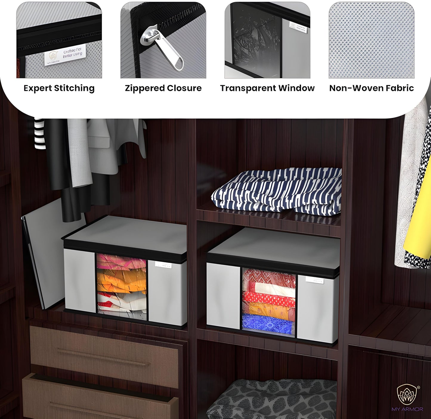 ✨ Elegant Solid Saree Covers – Premium Non-Woven Wardrobe Set (Pack of 6)