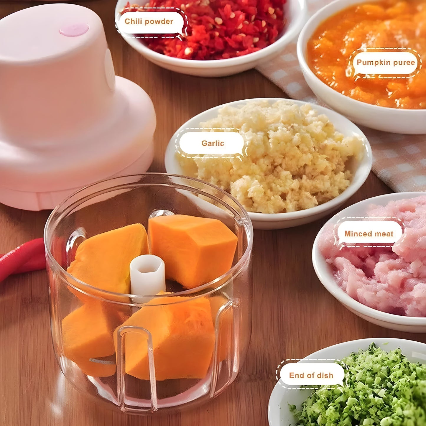 ⚡ Dealverse Electric Mini Garlic Chopper (250ml) 🧄 – Fast, Safe & Effortless Chopping! 🔪 – One-Touch Operation | USB Rechargeable | Compact & Powerful 💚