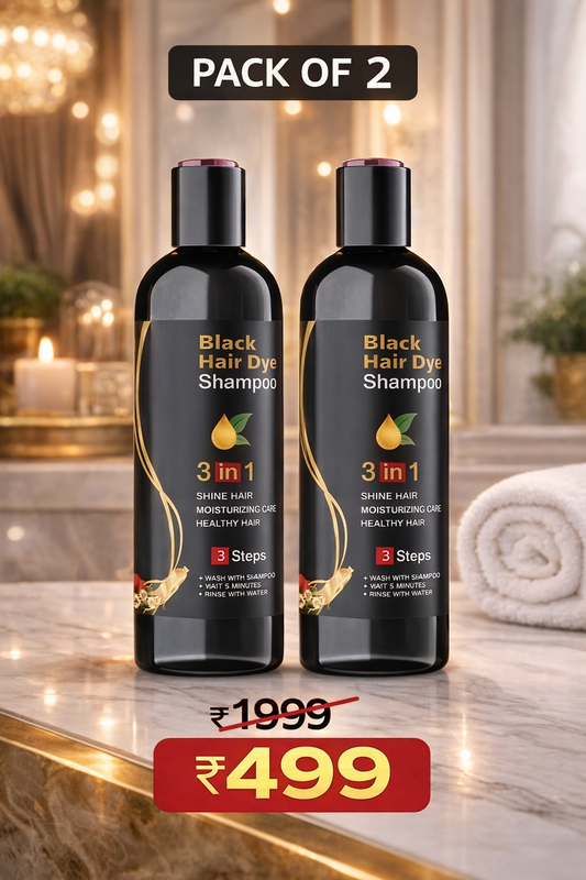 🖤✨ Unisex Instant Black Herbal Hair Dye Shampoo – 3-in-1 Grey Hair Coverage | Pack of 2 (100ml Each)