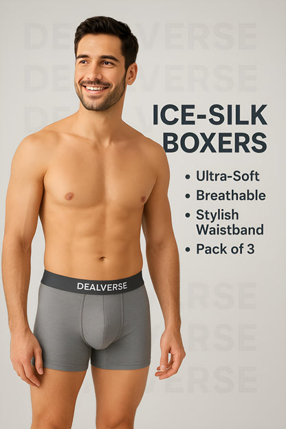 Men’s Ice Silk Boxer Briefs ❄️ | Ultra-Soft, Breathable Comfort (Pack of 3)
