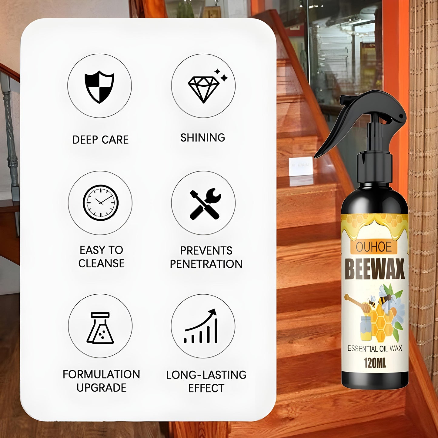 🪵 Natural Beeswax Furniture Polish & Cleaner ✨ Shine & Protect (Pack of 2)